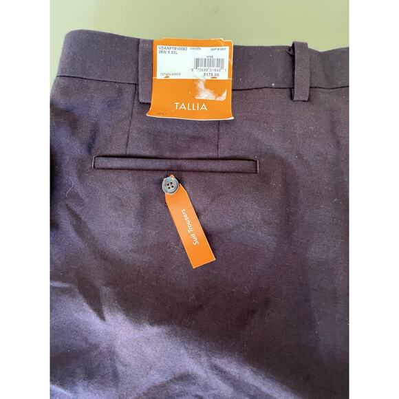Tallia Vanden Suit Trousers Wool Blend Men’s 36Wx32L Wine - Picture 7 of 8